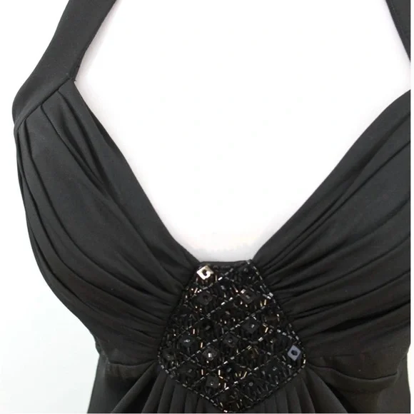 🐰 Maggy London Black Halter Beaded Dress Size 4 - Picture 3 of 5
